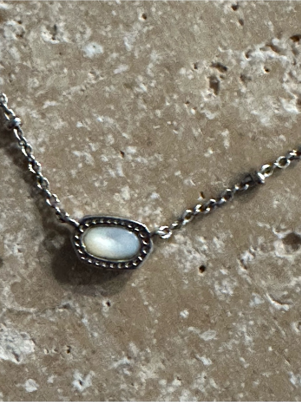 Kendra Scott Silver Mother-of-Pearl Pendant Necklace, 18”, great for layering